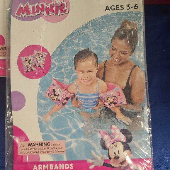 Disney Junior Minnie Mouse Inflatable Swim Arm Bands Floaties Age 3-6 New - Picture 1 of 2